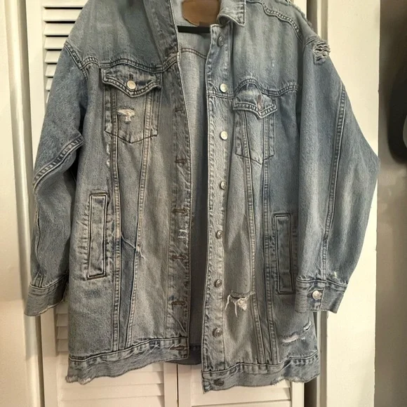 Distressed Light Blue Denim Jacket - Picture 2 of 4